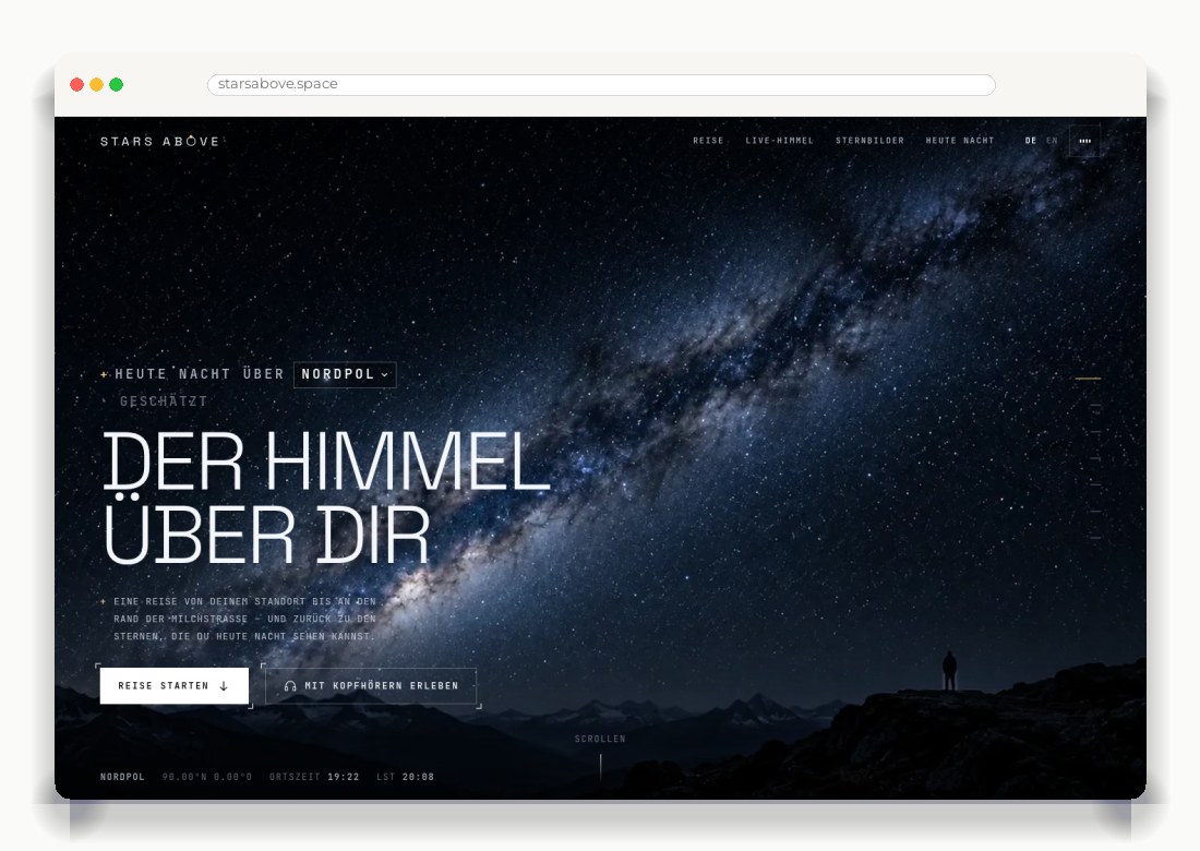 Stars Above — Webdesign-Arbeit von MietzMedia