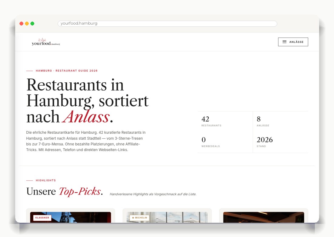 yourfood.hamburg — Webdesign-Arbeit von MietzMedia